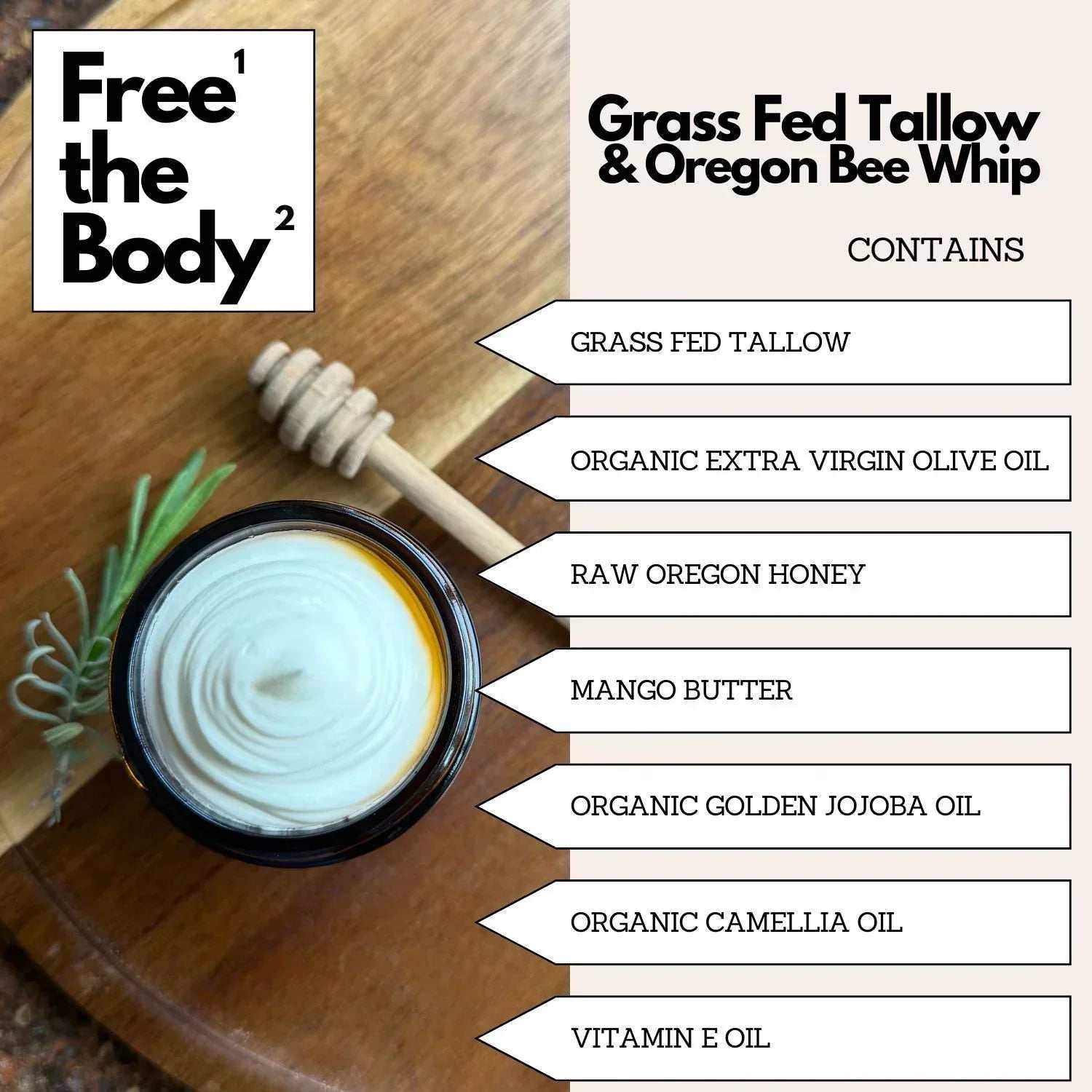 Grass Fed Tallow and Oregon Bee Whipped Balm, Small Batch, 4 oz, Which Way Western Man