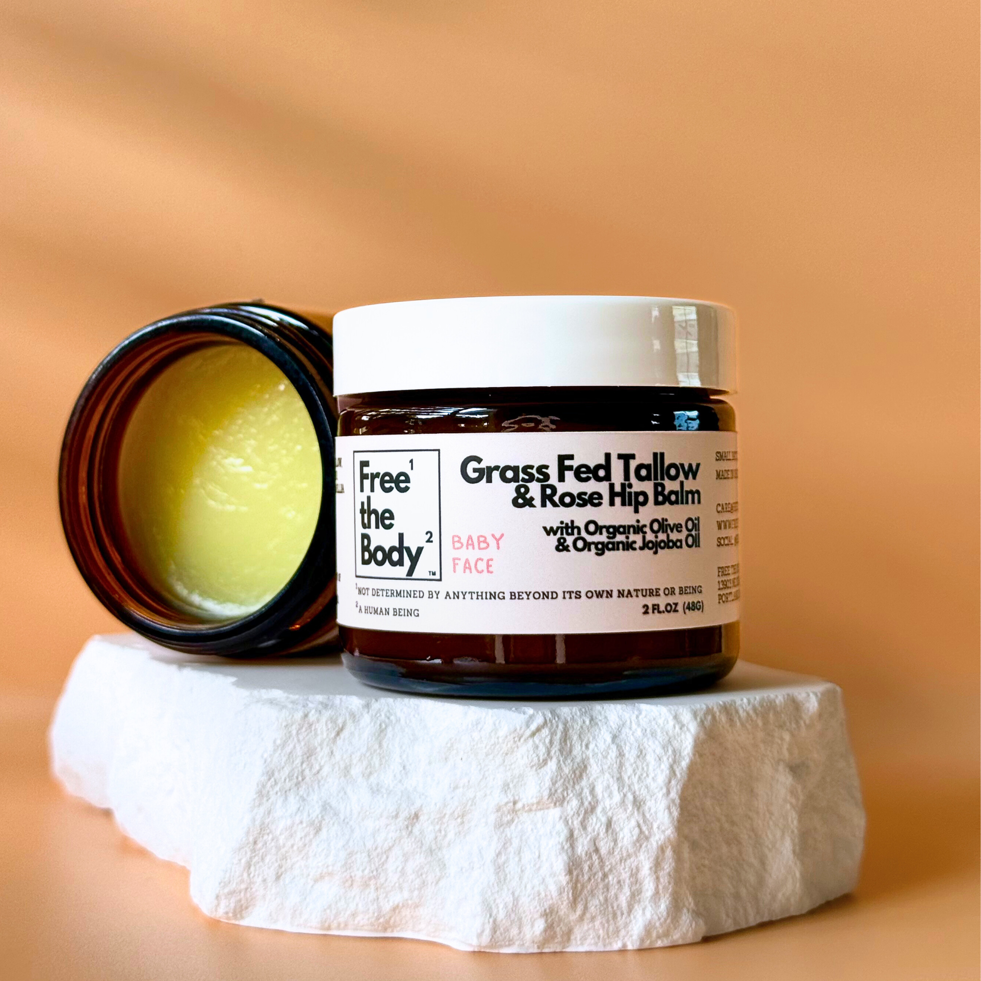 Grass Fed Tallow and Rose Hip Balm, Small Batch, Bare