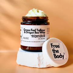 Grass Fed Tallow and Oregon Bee Whipped Balm, Small Batch, 4 oz, Bare