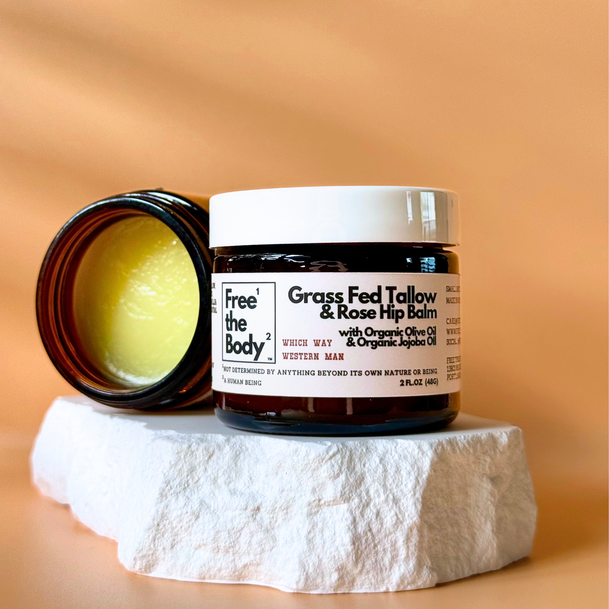 Grass Fed Tallow and Rose Hip Balm, Small Batch, Bare