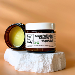 Grass Fed Tallow and Rose Hip Balm, Small Batch, 2 oz, 1969
